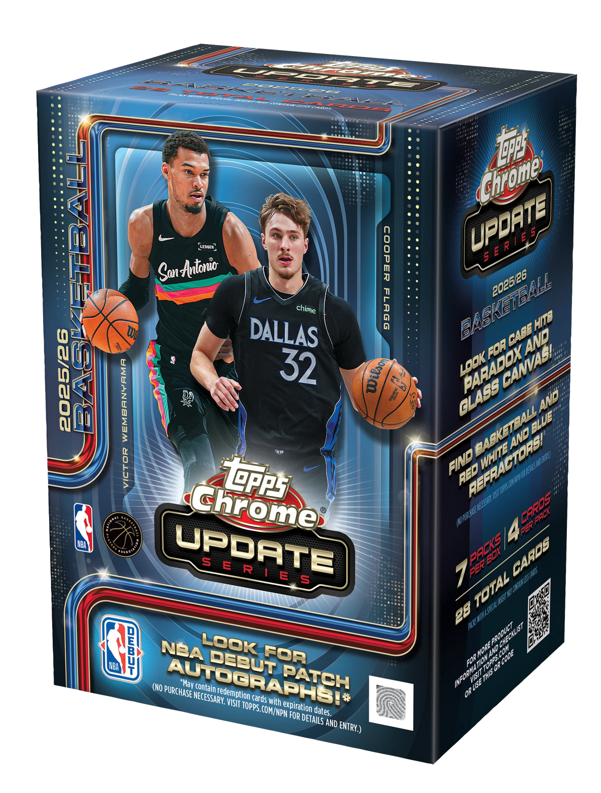 Caja de tarjetas 2025-26 Topps Chrome Updates Basketball Value Box